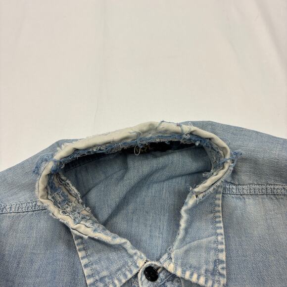 RRL Double RL Ralph Lauren Chambray Work Shirt Button Up Distressed XL - Picture 7 of 13